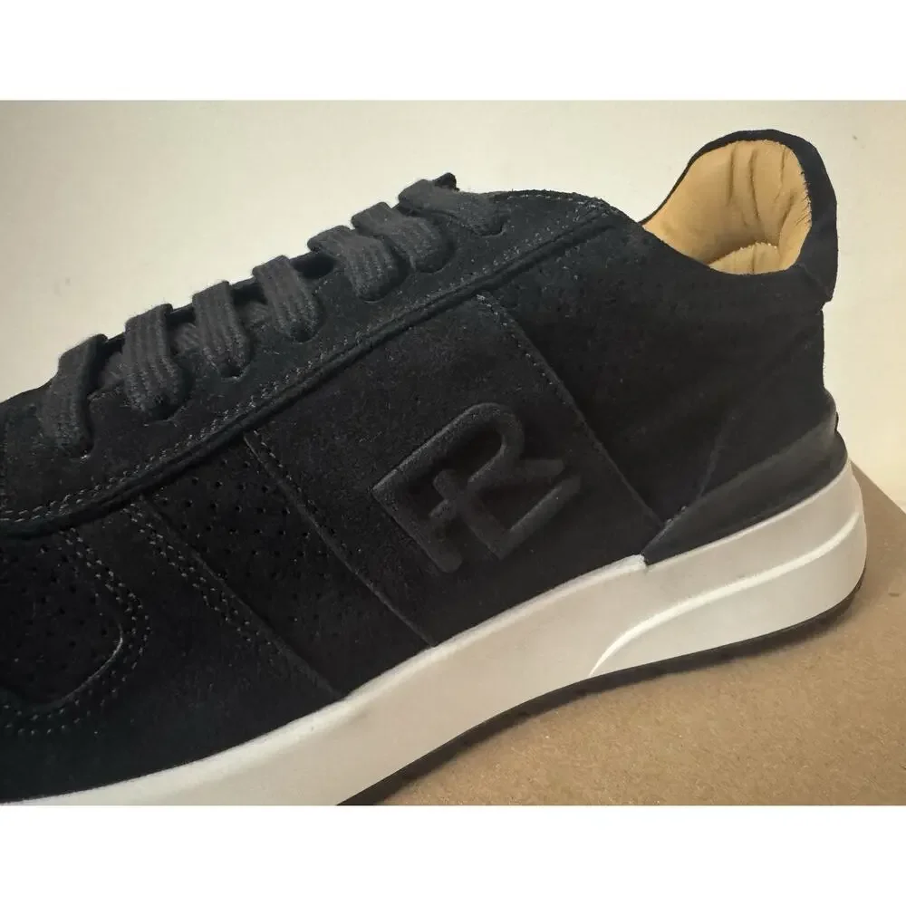 NIB Ralph Lauren Purple Label ‘Ethan’ Black Suede Logo Sneakers Size 8 $895.00